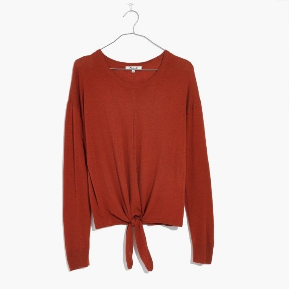 Madewell Rust Tie-Front Sweater